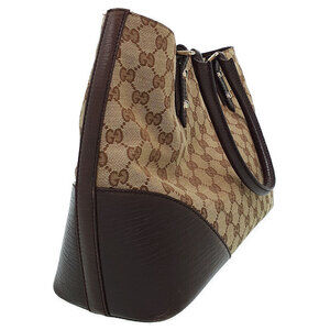 Gucci Brown Tote leather Canvas GG canvas Bag monogram Horsebit
